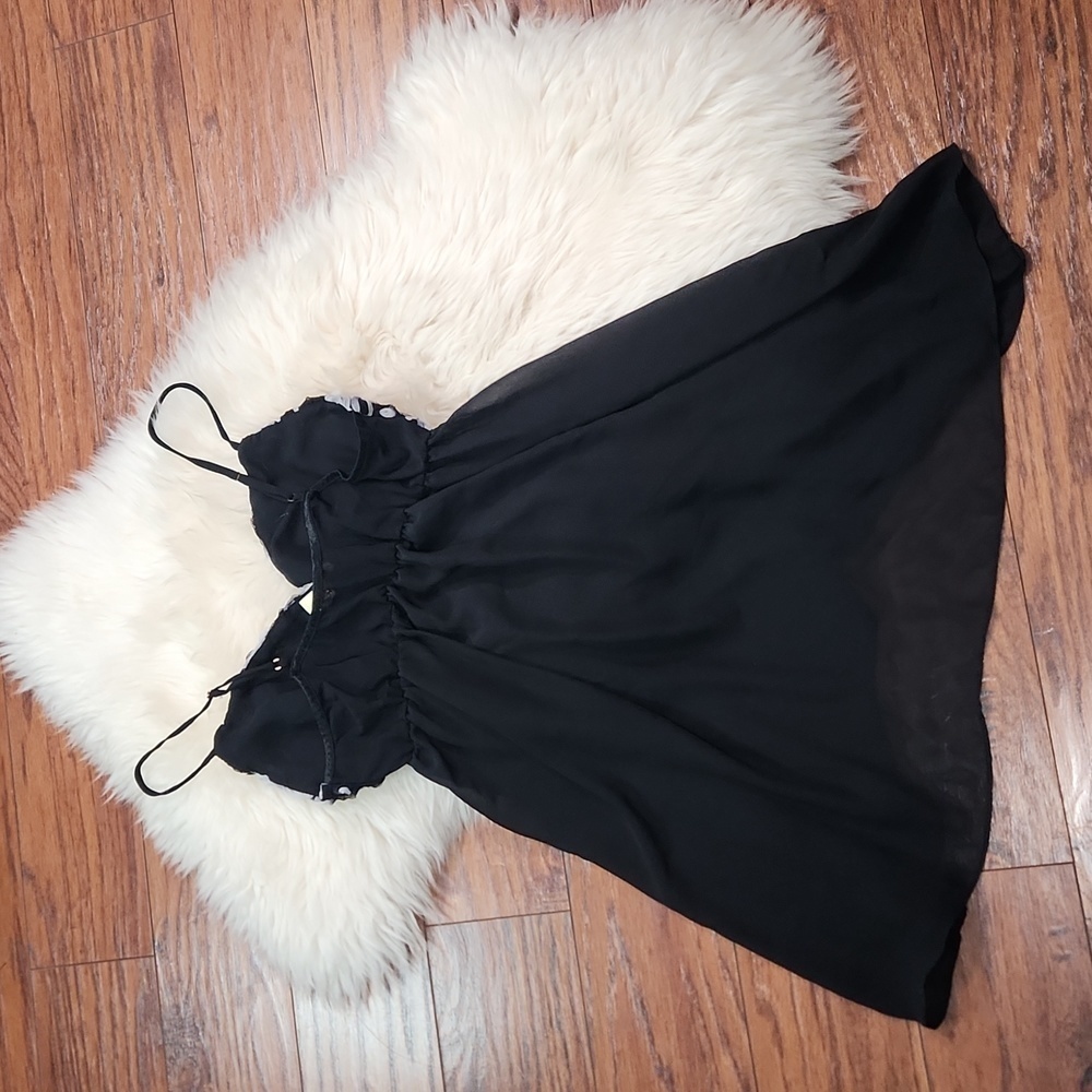 Flora Nikrooz Black Rosette Babydoll Lingerie - Picture 2 of 5